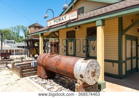 Old Poway Park And Village With Poway Midland Railroad Train Station, Poway, California, Usa. April 