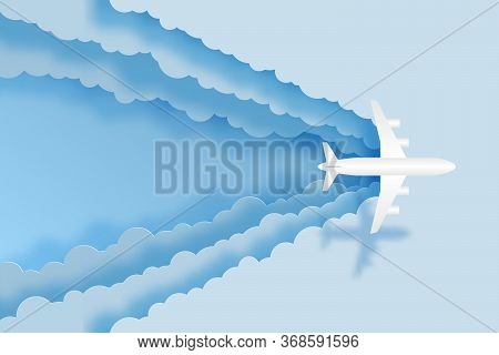 Love To Travel Airplane Flying With Blue Sky Air Transportation Concept Copy Space For Text Paper Ar