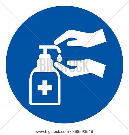 Please Use Hand Sanitiser Symbol Sign, Vector Illustration, Isolate On White Background Label. Eps10