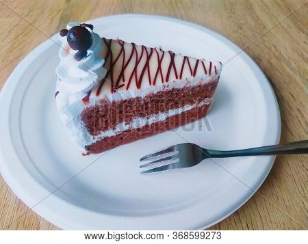 Cake Chocolate On Wood Background Very Tasty