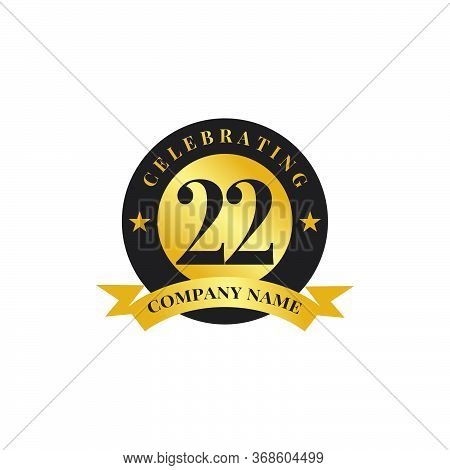 22nd Year Anniversary Logo Design Vector Template