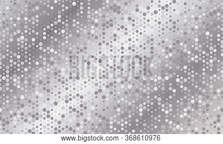 Mirror Silver Honeycomb Tiles. Abstract Mosaic Geometry Pattern. Hexagon Minimal Mirror Background O