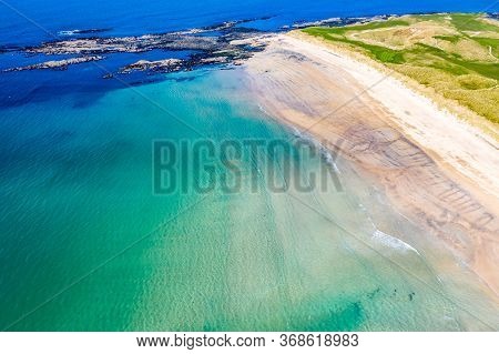 Aerial View Of Carrickfad And Cashelgolan Beach, Castlegoland, By Portnoo In County Donegal - Irelan