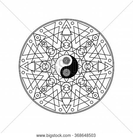 Yin Yang Symbol In Eastern Geometric Pattern