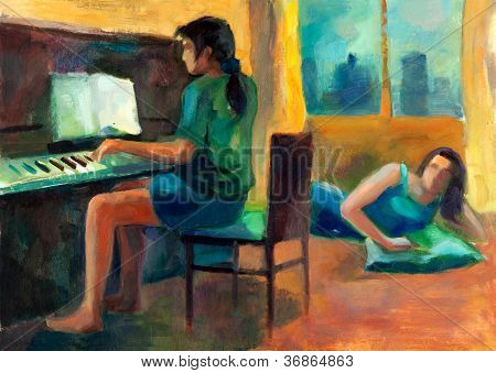 Femme jouant du piano