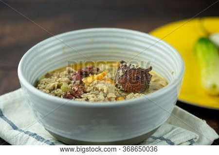 Soy Bean Paste With Mince Crab Or Pork With Coconut Milk In Bowl. Thai Called Tao Jiaw Lone