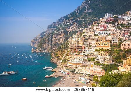 Picturescue Positano Town On Amalfi Coast In Italy