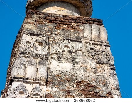 Ancient Stucco Patterns ,wat Chet Yot Temple,b.e. 1998 King Bhumibol Adulyadej The 9th King Of The M