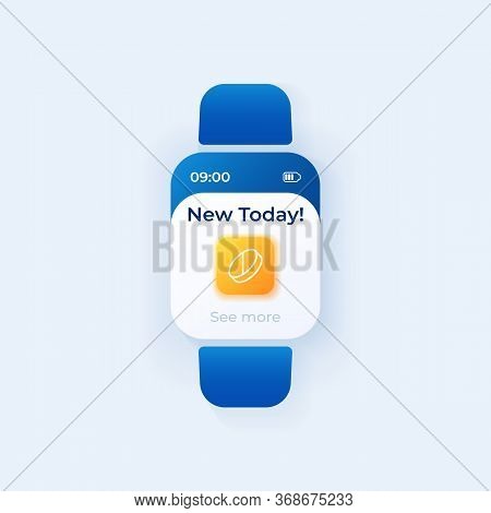 Pill Reminder Smartwatch Interface Vector Template. Prescription Schedule Mobile App Notification Da