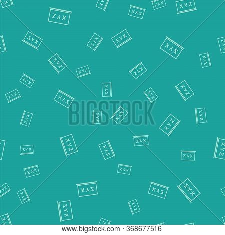 Green Xyz Coordinate System On Chalkboard Icon Isolated Seamless Pattern On Green Background. Xyz Ax