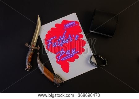 Trend Greeting Card, Online Banner On Father's Day With A Blue Neon Sign