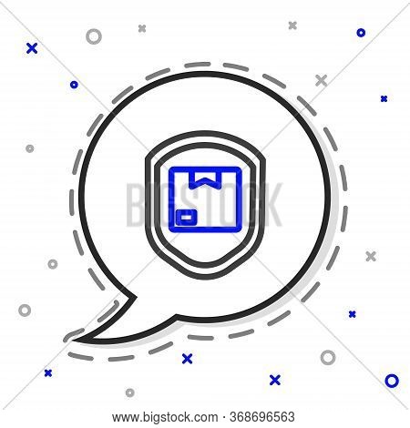 Line Delivery Pack Security With Shield Icon Isolated On White Background. Delivery Insurance. Insur