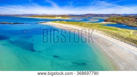 Aerial View Of Carrickfad And Cashelgolan Beach, Castlegoland, By Portnoo In County Donegal - Irelan