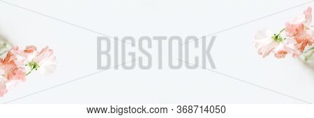 Nice And Tender Floral Greeting Card Design, Made Of Sweet Pea Flowers On White Background. Lardge S