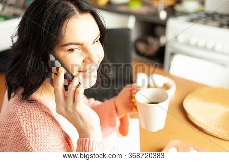 Young Woman Works From Home, Concept Online Bussines