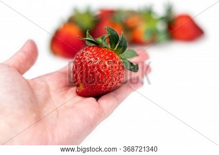 Strawberries On A White Background Isolate. Juicy Red Strawberry