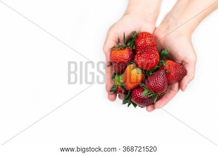 Strawberries On A White Background Isolate. Juicy Red Strawberry