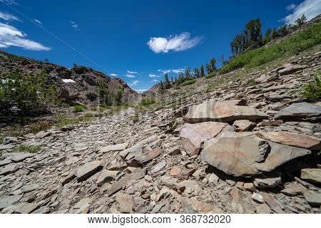 Very Rocky Trail Of Scree And Talus Rocks Along The 20 Lakes Basin Loop Trail In California Eastern 