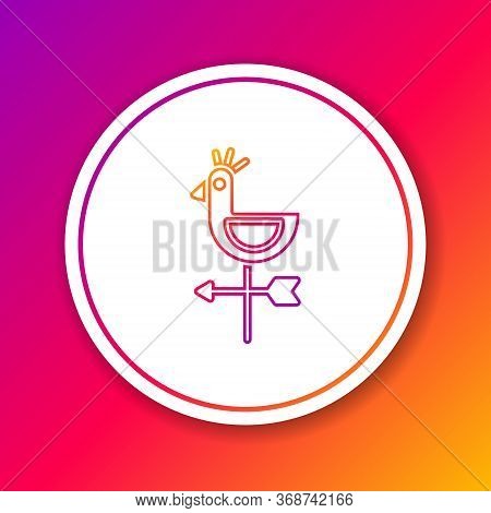 Color Line Rooster Weather Vane Icon Isolated On Color Background. Weathercock Sign. Windvane Rooste