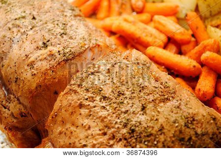 Zanahorias y cerdo asado