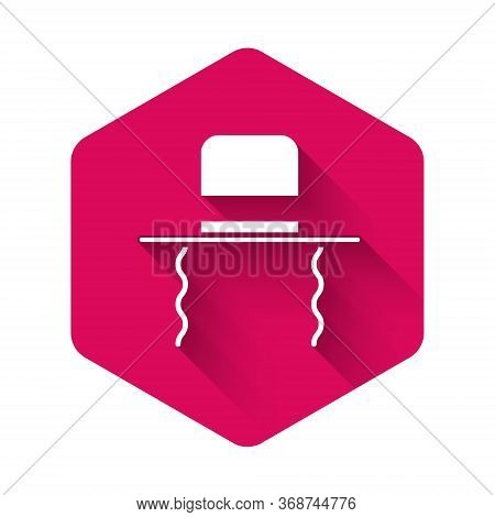 White Orthodox Jewish Hat With Sidelocks Icon Isolated With Long Shadow. Jewish Men In The Tradition