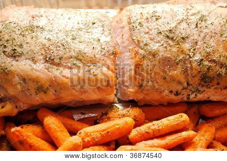 Zanahorias y cerdo asado