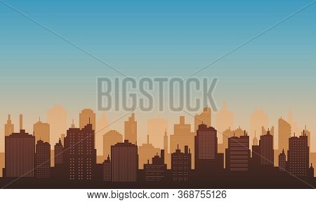 Town City Of Silhouette In The Morning