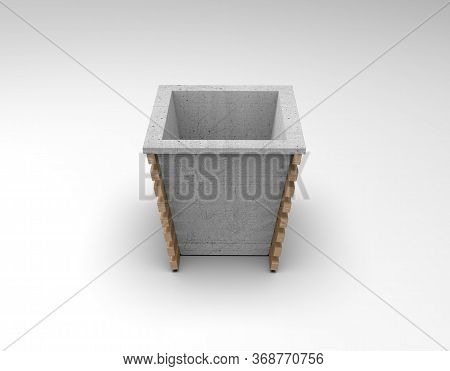 3d Image Of Flower Pot Truncated Cone And Wood Lameles V3