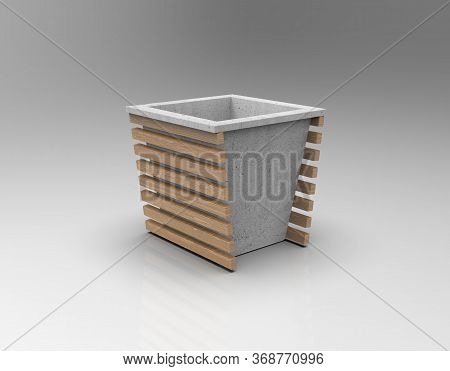 3d Image Of Flower Pot Truncated Cone And Wood Lameles V1