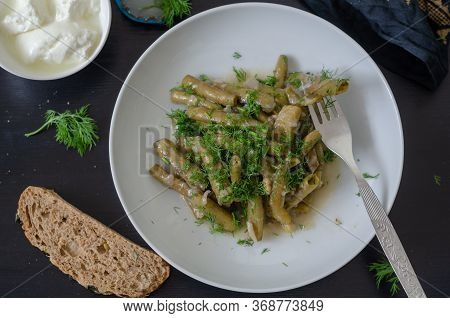 Traditional Delicious Turkish Foods; Broad Bean With Olive Oil (zeytinyagli Bakla),top View,