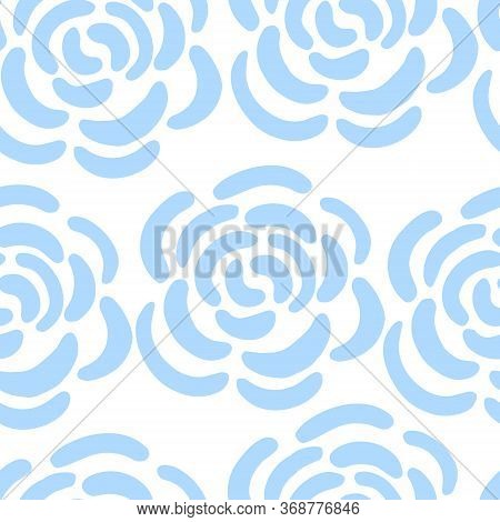 Seamless Pattern Of Simple Blue Roses In The Scandinavian Style. Floral Background For Wrapping Pape