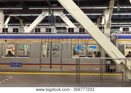 Osaka / Japan - October 6, 2017: Train Of Nankai Main Line At Namba Railway Station, Connecting Osak