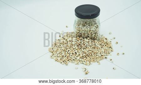 Job's Tears, Also Known As Adlay And Coix On White Background. Popular In Asian Cultures As A Food S