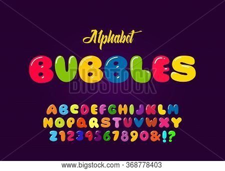 Sans Serif Rounded Cartoon Alphabet. Colorful Retro Typography With Rich Colors. Child Style Typefac