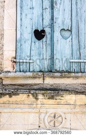 Window With A Heart In Oppede-le-vieux In Provence, France