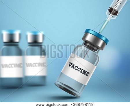 Vaccine Injection Bottle Vector Design. Vaccine Shot Injection For Covid-19 Coronavirus And Other Vi