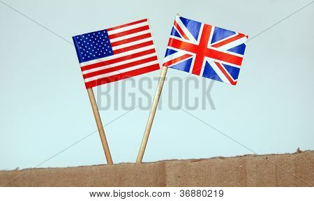 British and American flags