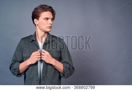 Image Of A Fashionable, Stylish, Handsome, Attractive Young Caucasian Man, In A White T-shirt And A 
