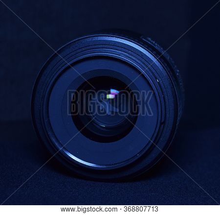 Delhi - India
30th May 2020
Close Up Of 35mm Dslr Or Digital Camera Prime Lens Isolated In Bluish  B