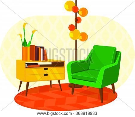 Scandinavian Style Interior Flat Vector Illustration Fragment
