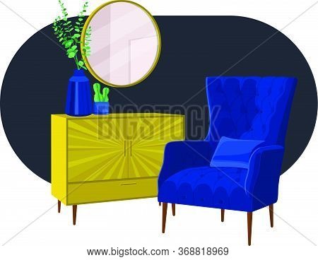 Scandinavian Style Interior Flat Vector Illustration Fragment