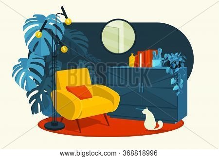 Scandinavian Style Interior Flat Vector Fragment Illustration