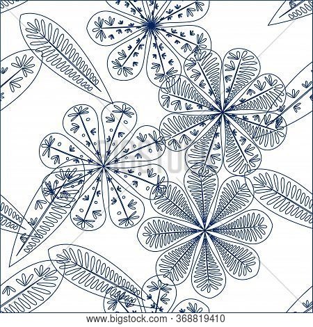 Modern Template With Seamless Floral Pattern. Botanical Seamless Pattern.  Spring Decoration. Vector