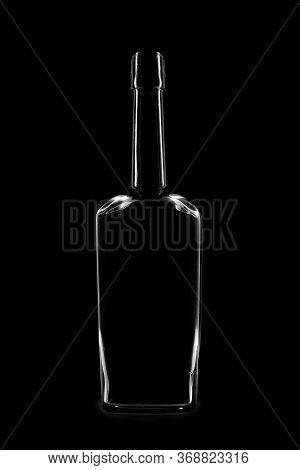 Silhouette Of A Bottle With A Beautiful Shape On A Black Background