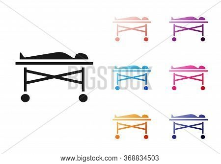 Black Dead Body In The Morgue Icon Isolated On White Background. Set Icons Colorful. Vector.