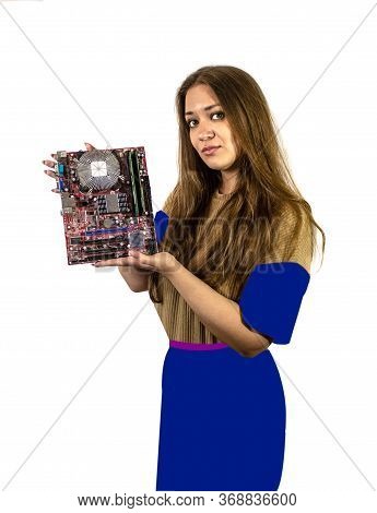 Trending Picture Element With The Picture Of A Girl With A Computer Motherboard