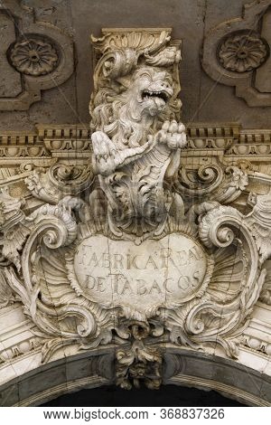 Entrance Of An Old Tabaco Factory In Spain