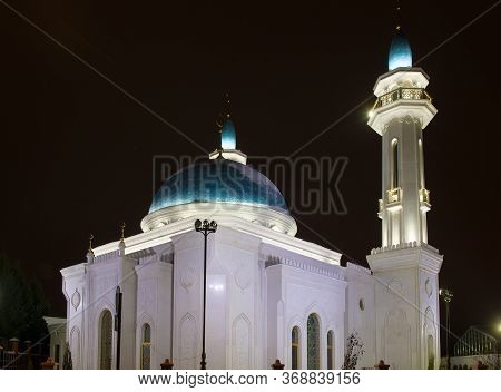 Irek Mosque With Illumination In Late Winter Night. Kazan, Tatarstan, Russia
