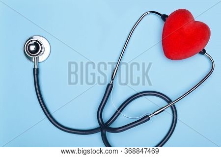 Medicine And Healthcare.listen To The Heart With Statoscope.closeup Of A Heart And A Statoscope On A