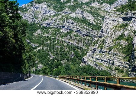 Travel In Bosnia And Herzegovina By Car. Dinaric Alps Or Dinarides Mountain Range In Bosnia And Herz